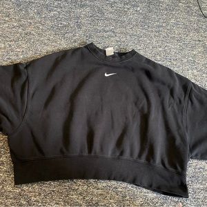 Nike Womens Black Sweatshirt Cropped Crew Neck Size Large